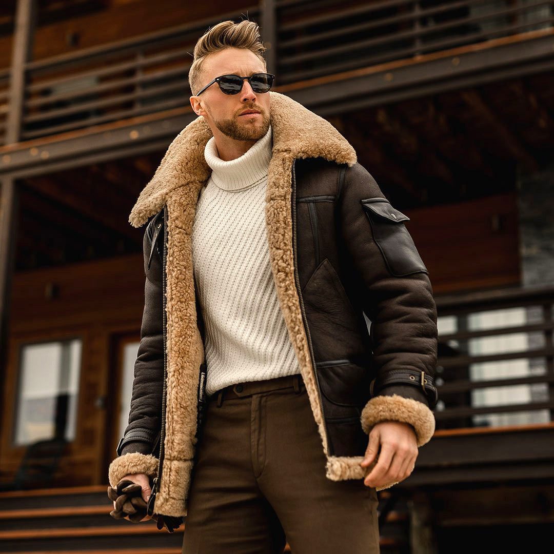 Men's Military Fleece Tactical Winter Fur Collar Jacket