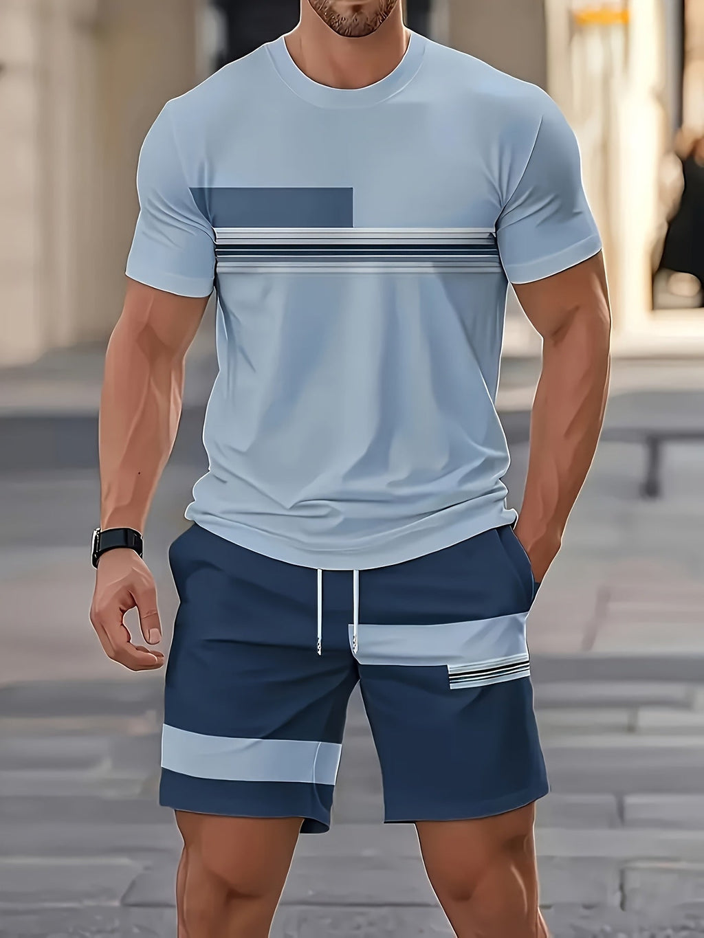 Men's Casual Sportswear Set With 3D Print