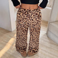 Women's Leopard-Print Plush Wide-Leg Pants Trousers