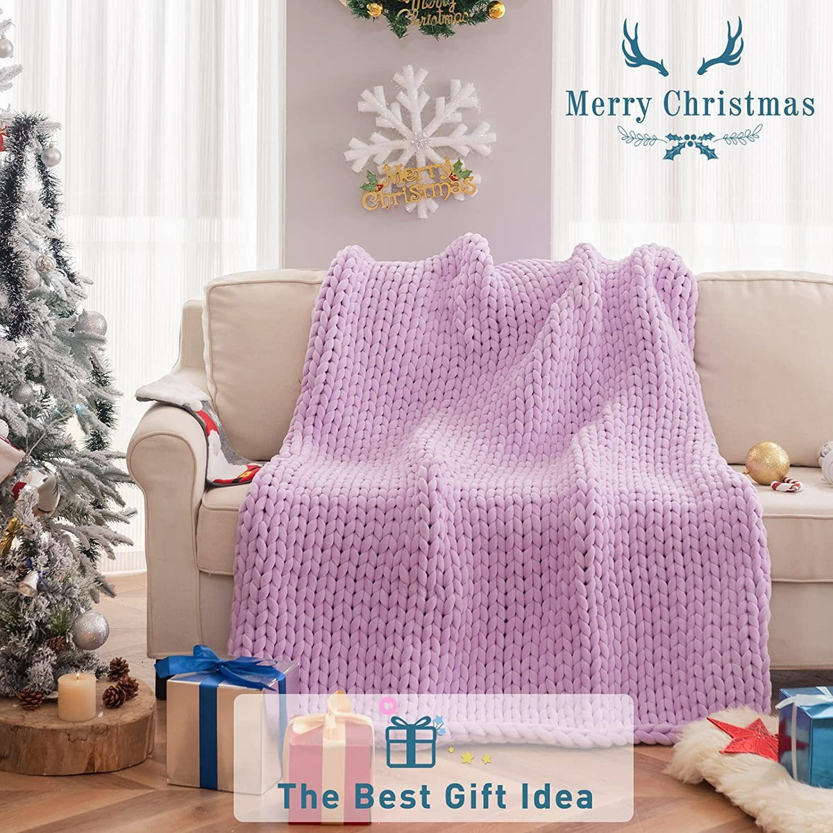 New-style Chunky-thread Polyester Jersey Hand-knitted Blanket