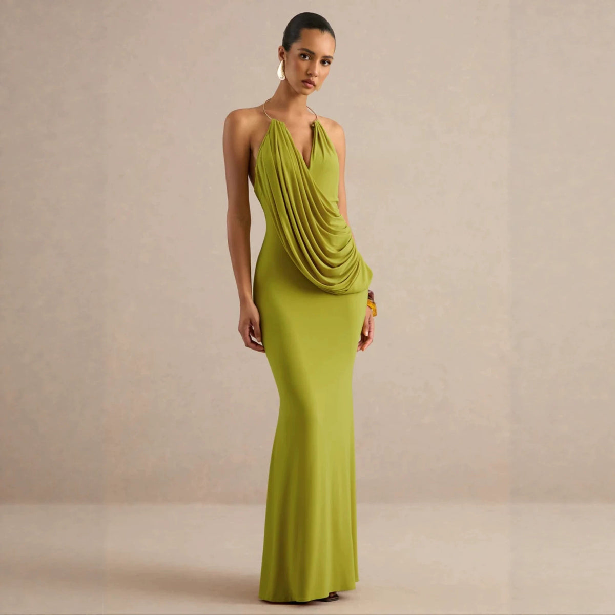 Halter V-neck Dress For Women