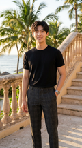 Plaid Print Pants Men's Casual Trousers Loose And Thin