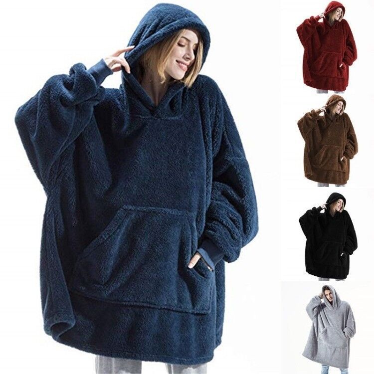 Hoodie Sweatshirt With Big Pocket Tops Sweater Comfortable Loose Double-...