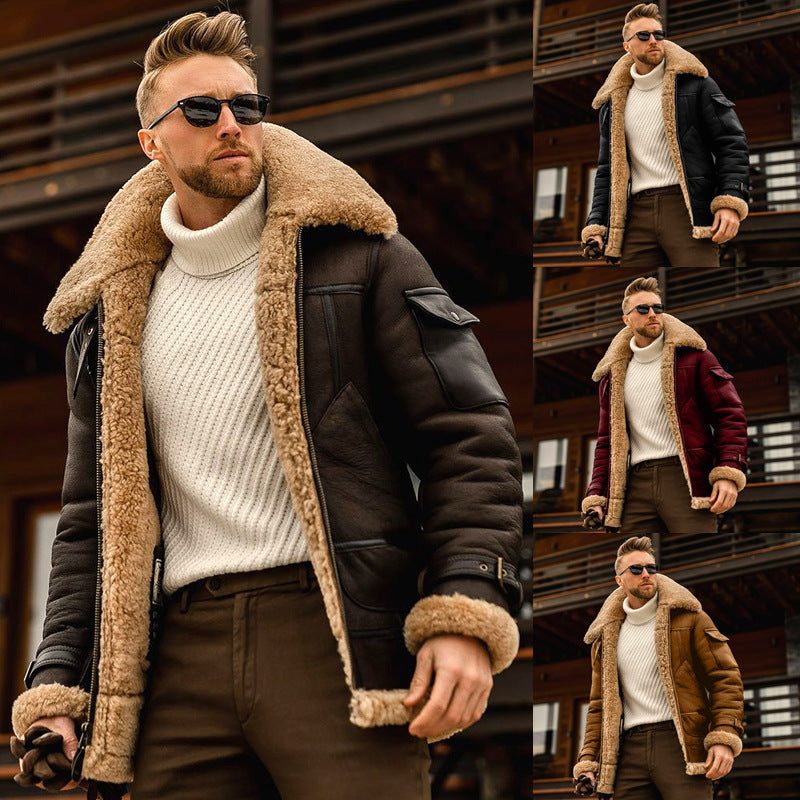 Men's Military Fleece Tactical Winter Fur Collar Jacket